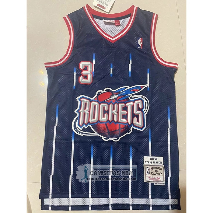 Camiseta Houston Rockets Steve Francis NO 3 Mitchell & Ness 1999-00 Azul